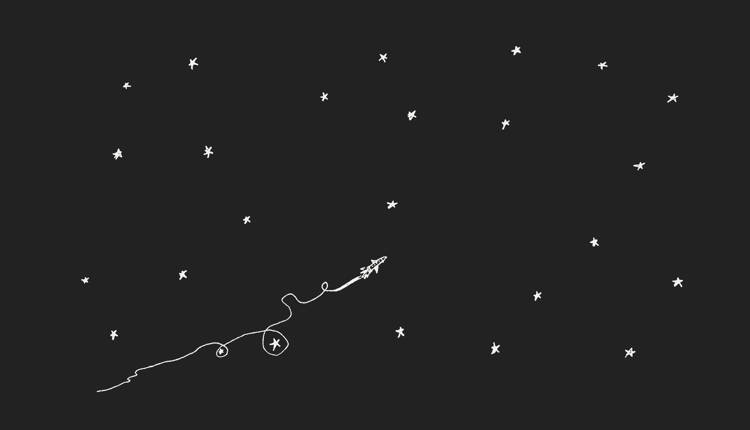 Ariel's Squiggle Rocket To the Stars, Black & White