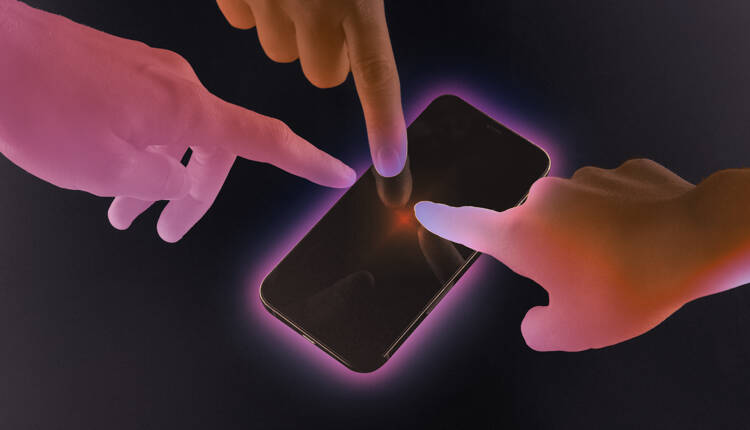 Thumbnail photo for Casey Tanner. Showing three glowing hands reaching toward a phone screen.